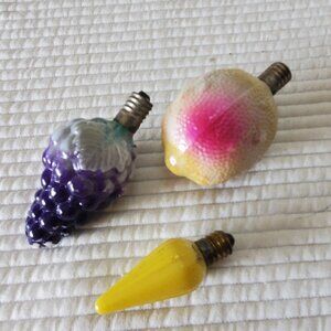 Fruit Christmas Light Bulbs Grape Lemon Painted Glass Vintage Not Tested Decor